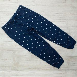 NWT J. Crew Mini Heart Joggers in Antique Navy size L